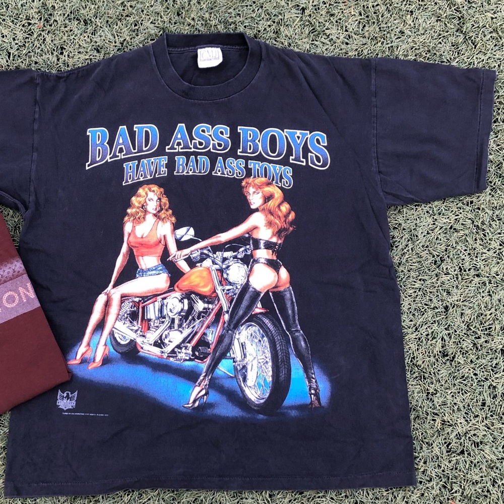 Vintage American Biker Babe T shirt single stitch